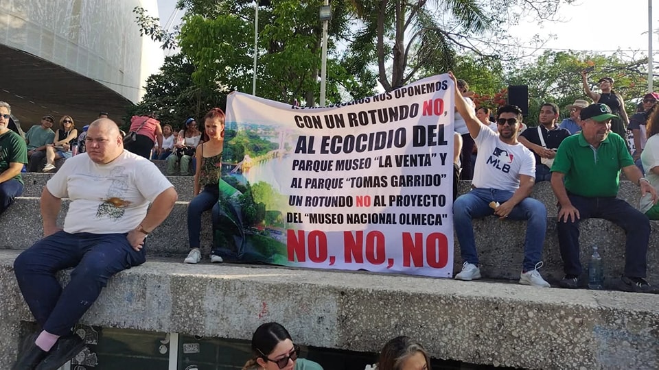 Villahermosa: ciudadanos protestan contra Museo Nacional Olmeca en Tomás Garrido