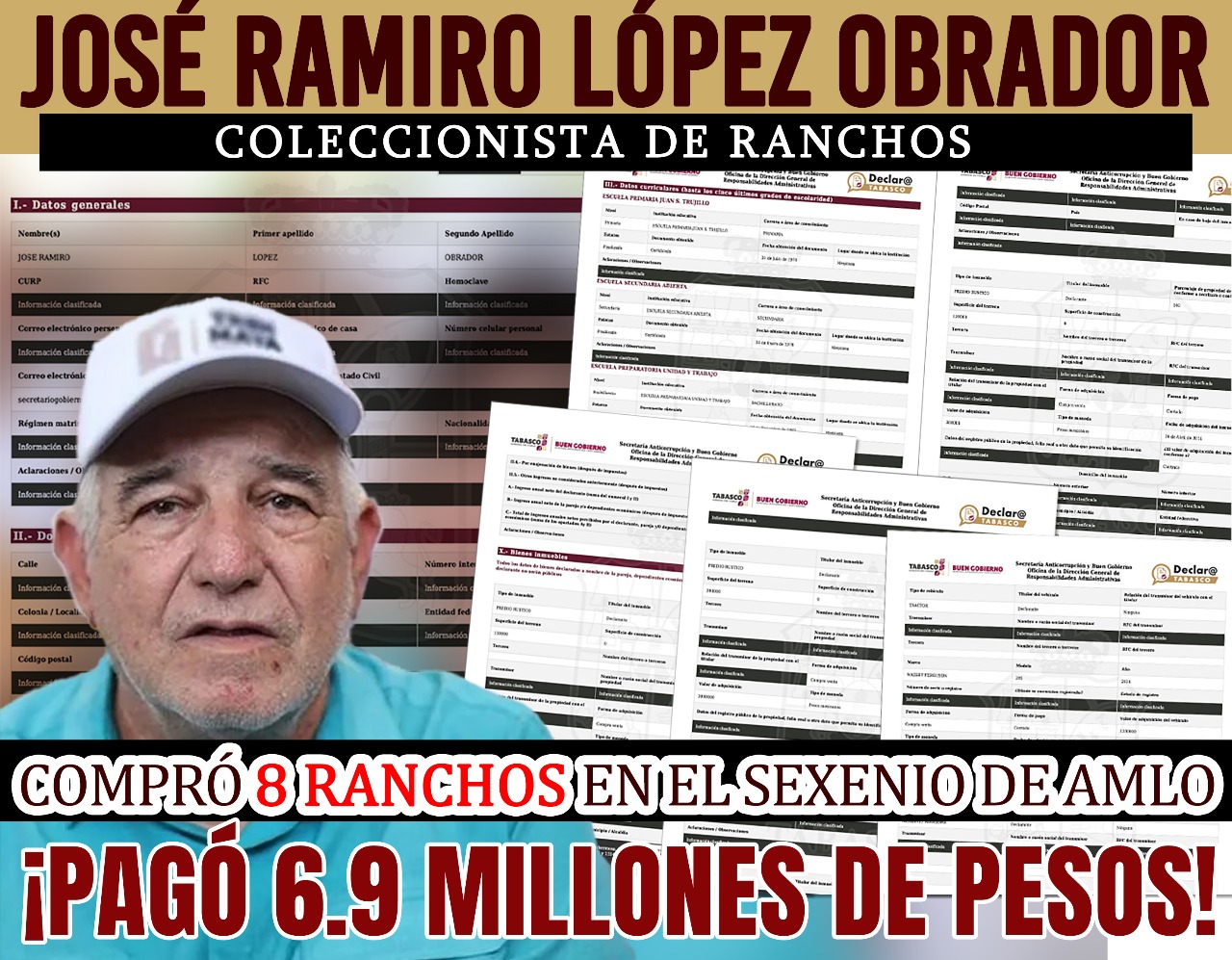 Investigación revela opacidad en compra al contado que realizó Pepín López Obrador de 13 ranchos ganaderos.